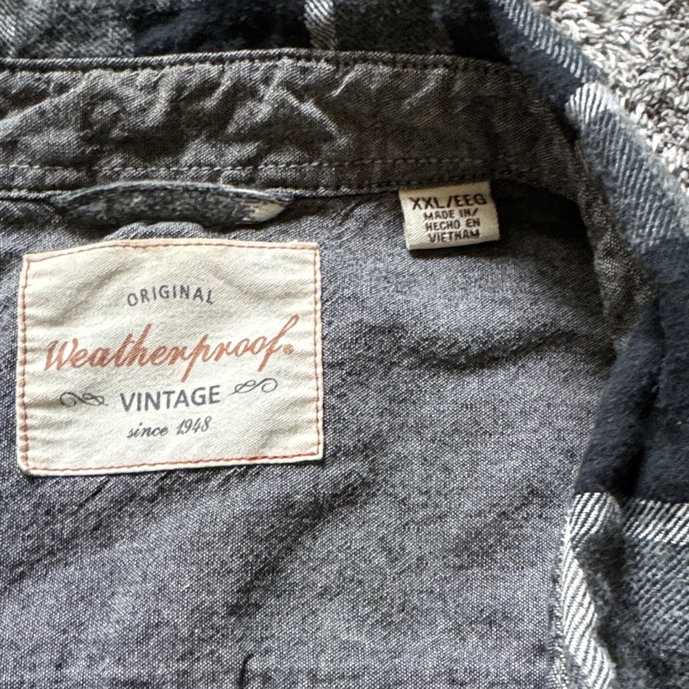 Weatherproof Vintage Original Black & Gray plaid  Long Sleeve button up XXL - Picture 2 of 4